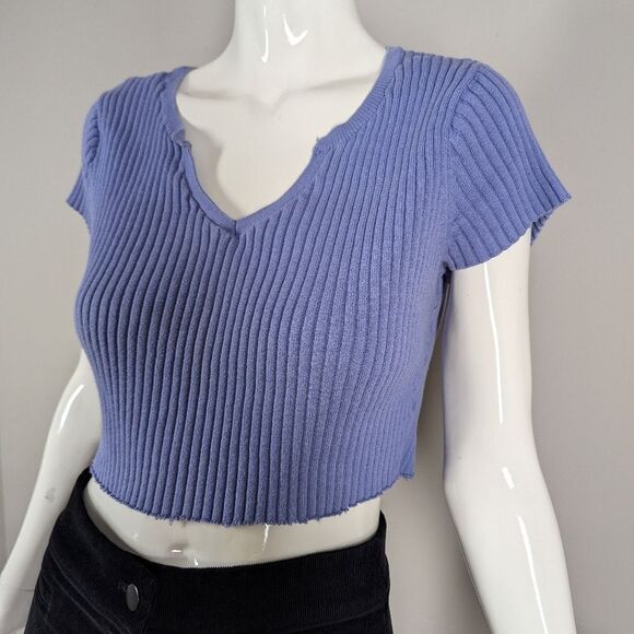 Vintage Liz Claiborne Studio Ribbed Cropped Tee Size Small Cotton Y2K - Picture 3 of 6